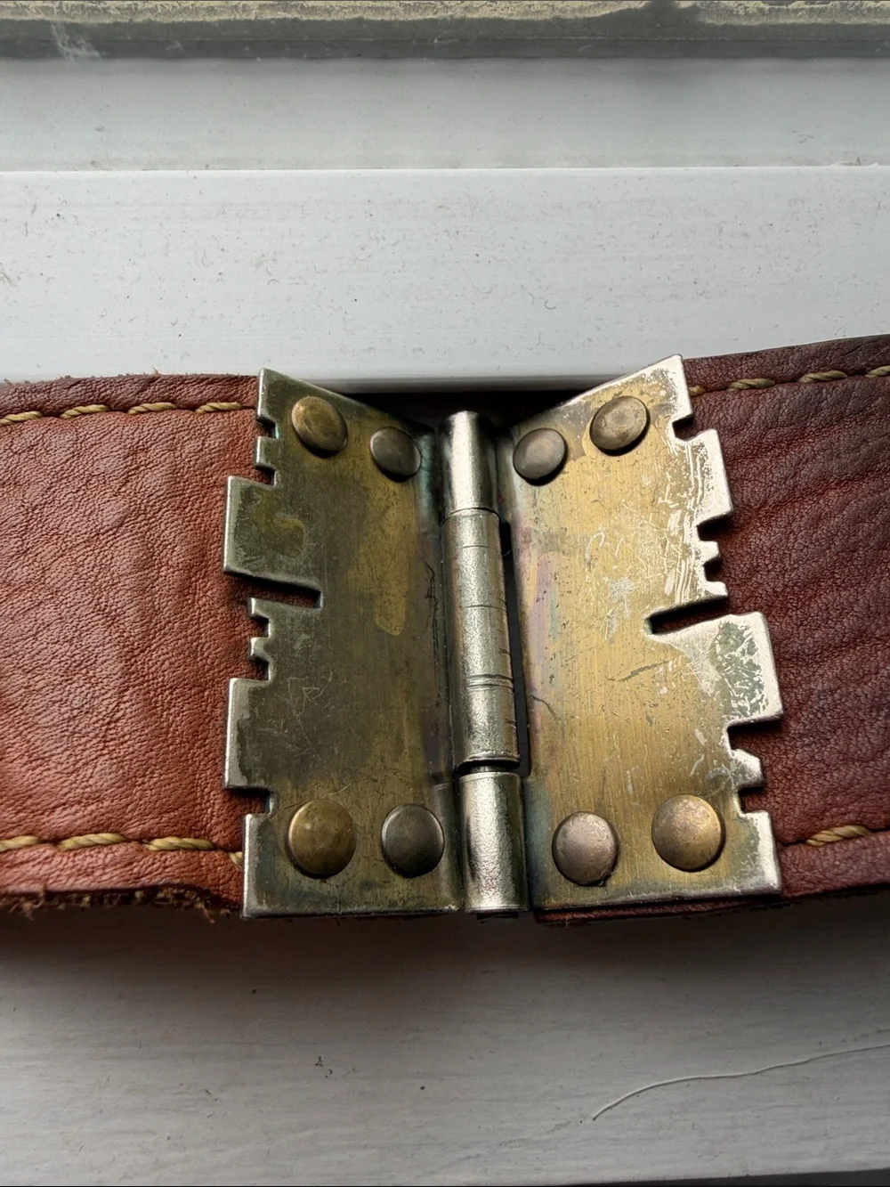 Vera Pelle Brown Leather Belt with Metal Buckle